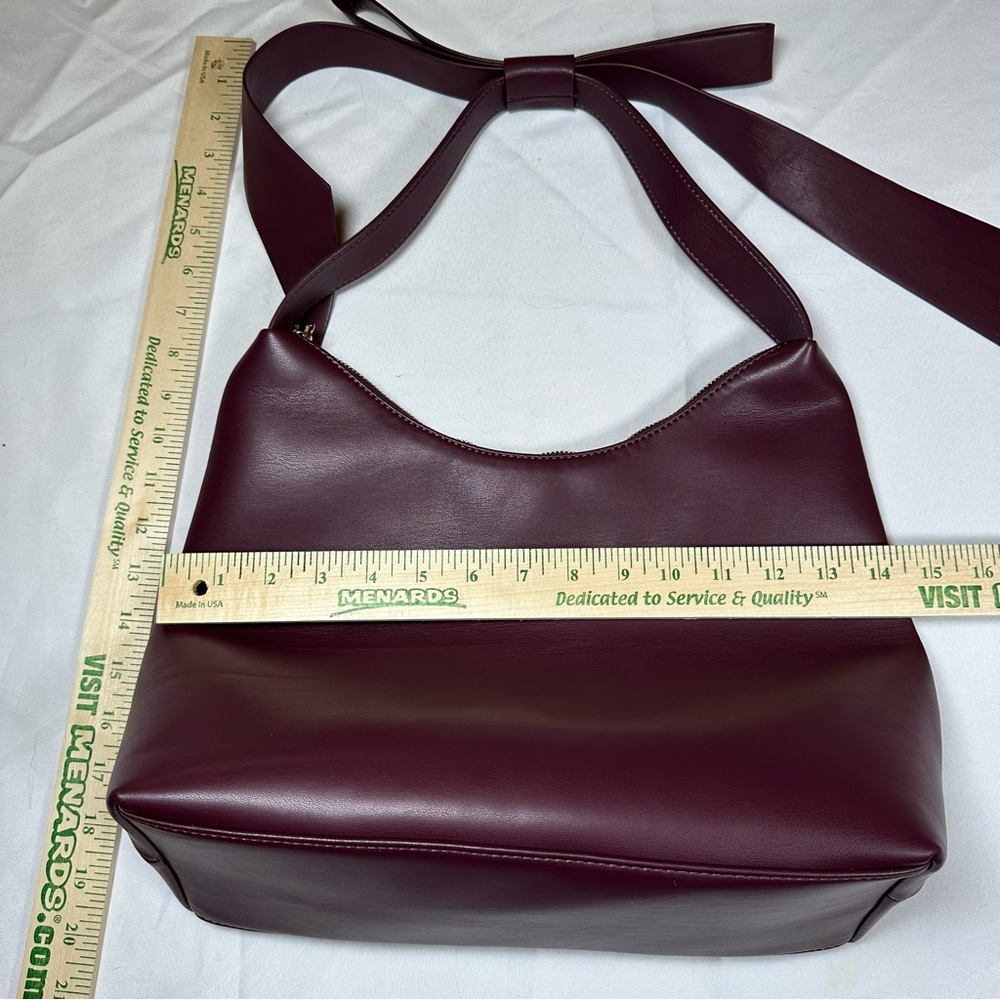 AOTA Anthropologie Wine Bow Shoulder Bag Slouchy Hobo Coquette Vegan Recycled - Picture 6 of 16